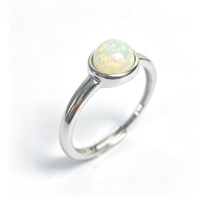 Maren Minimalist Round Opal Dainty Ring
