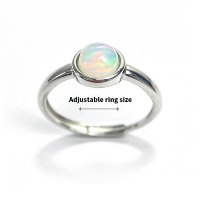 Maren Minimalist Round Opal Dainty Ring