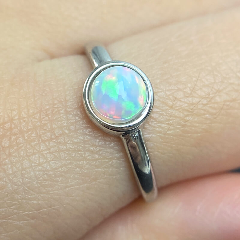 Maren Minimalist Round Opal Dainty Ring