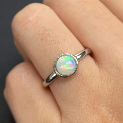 Maren Minimalist Round Opal Dainty Ring