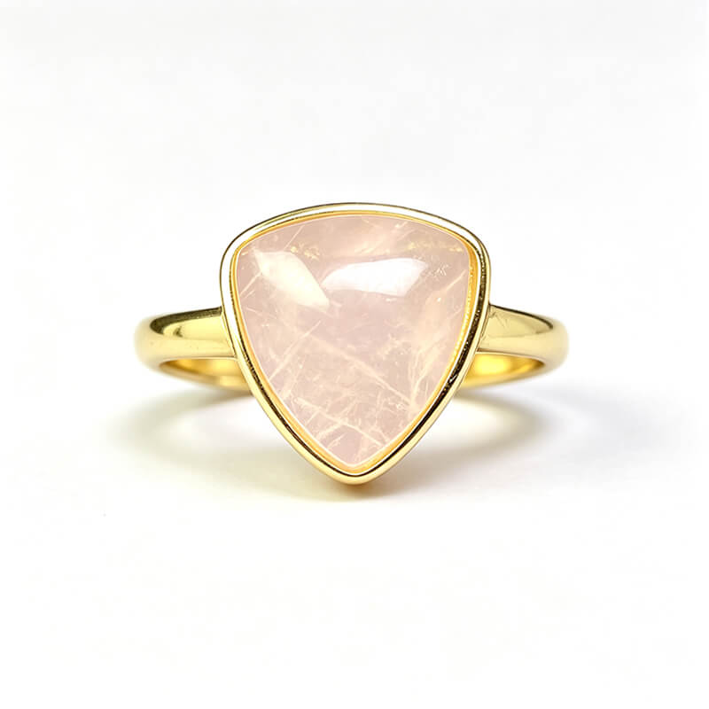 Seren Geometric Rose Quartz Statement Ring