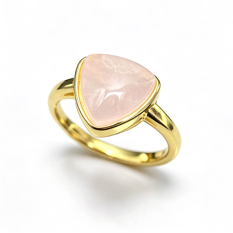 Seren Geometric Rose Quartz Statement Ring