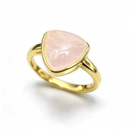 Seren Geometric Rose Quartz Statement Ring