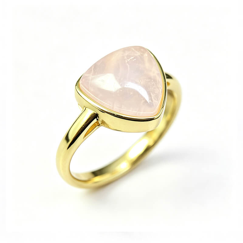 Seren Geometric Rose Quartz Statement Ring