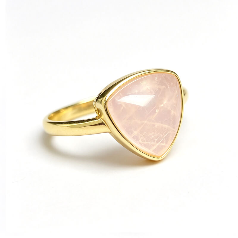 Seren Geometric Rose Quartz Statement Ring