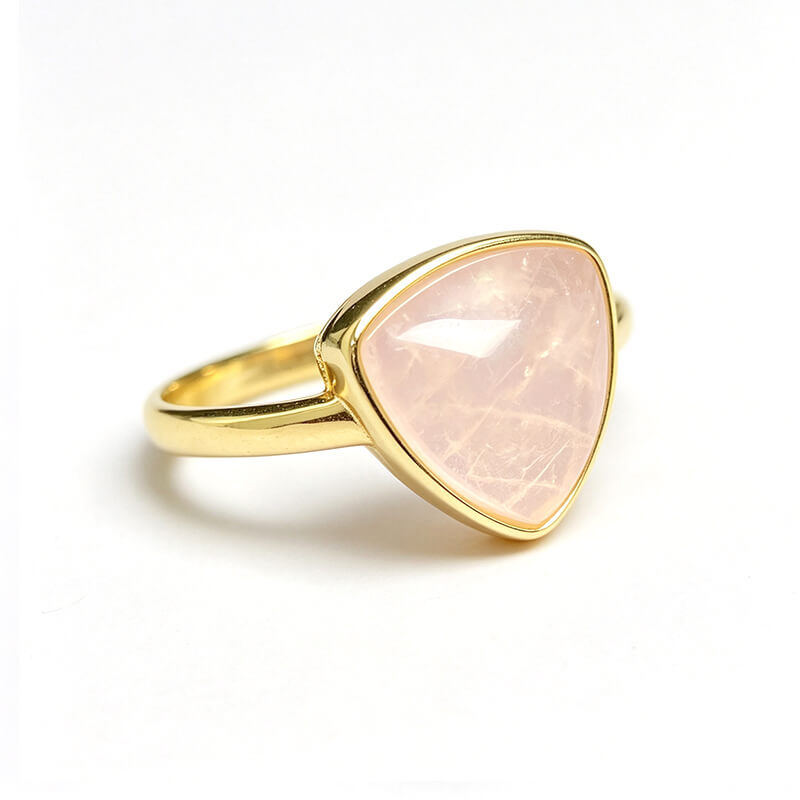 Seren Geometric Rose Quartz Statement Ring