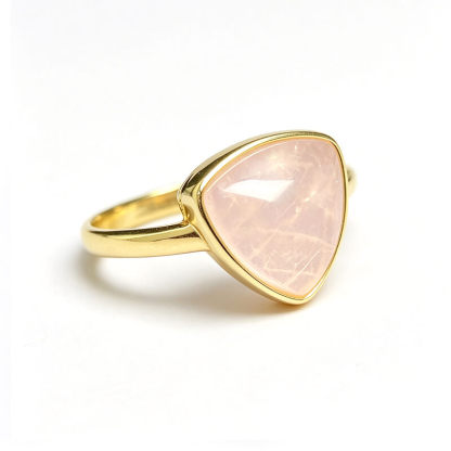 Seren Geometric Rose Quartz Statement Ring