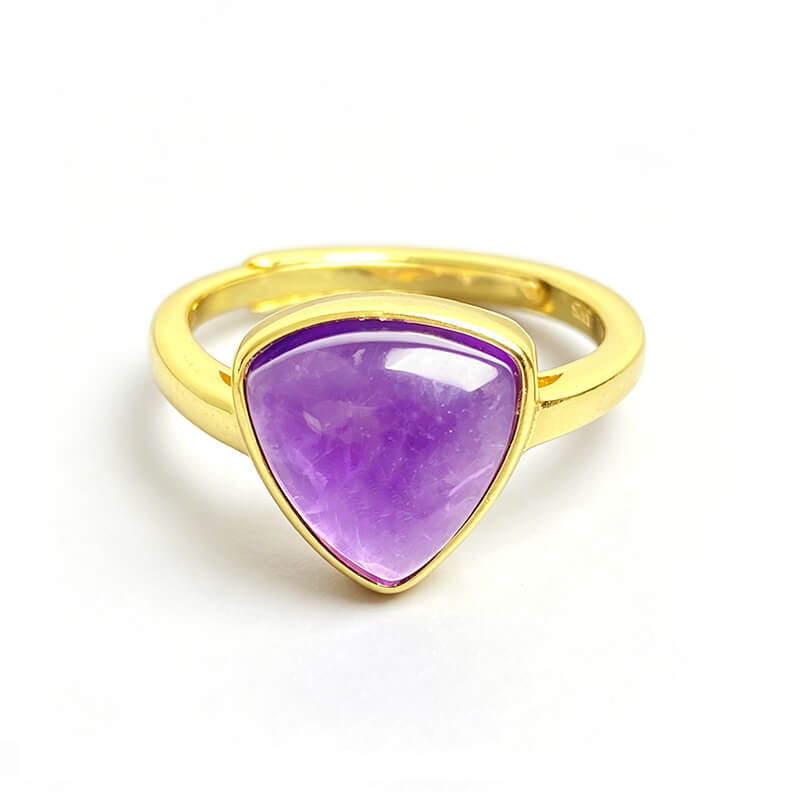 Vespera Trillion Bezel Natural Amethyst Ring