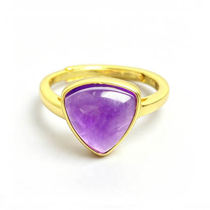 Vespera Trillion Bezel Natural Amethyst Ring