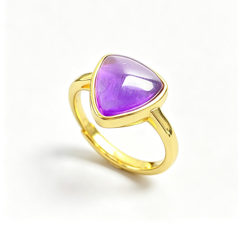 Vespera Trillion Bezel Natural Amethyst Ring