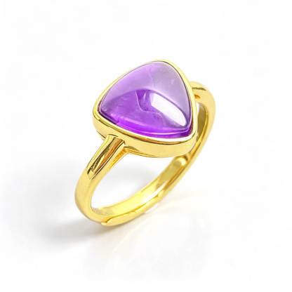 Vespera Trillion Bezel Natural Amethyst Ring