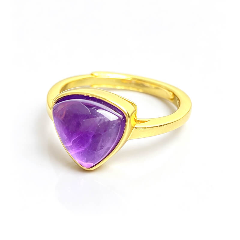 Vespera Trillion Bezel Natural Amethyst Ring