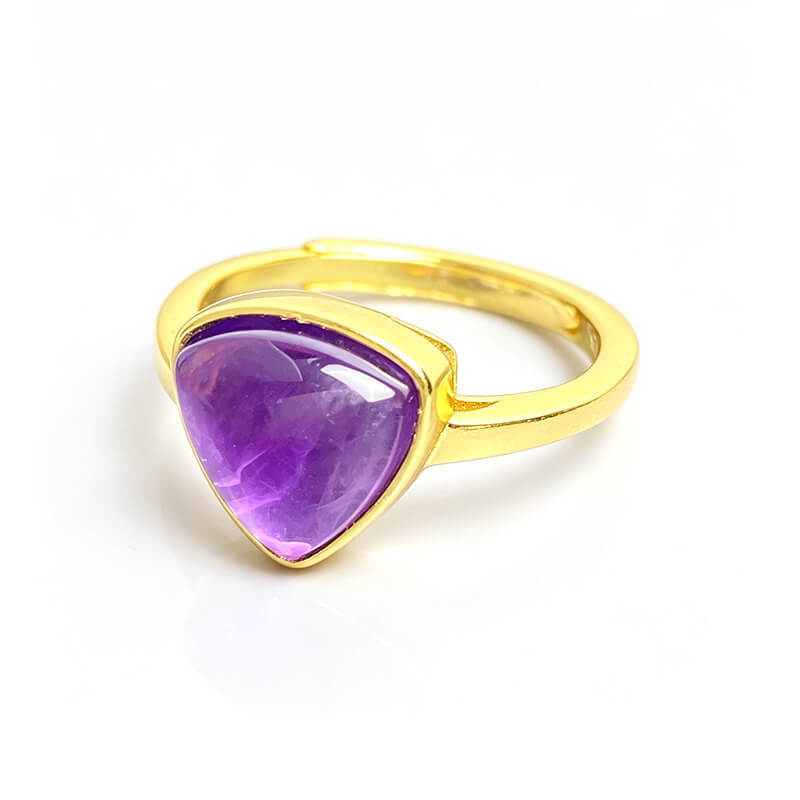 Vespera Trillion Bezel Natural Amethyst Ring