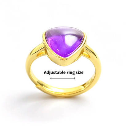 Vespera Trillion Bezel Natural Amethyst Ring