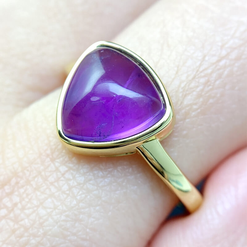Vespera Trillion Bezel Natural Amethyst Ring