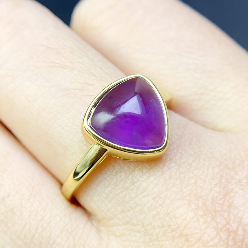 Vespera Trillion Bezel Natural Amethyst Ring