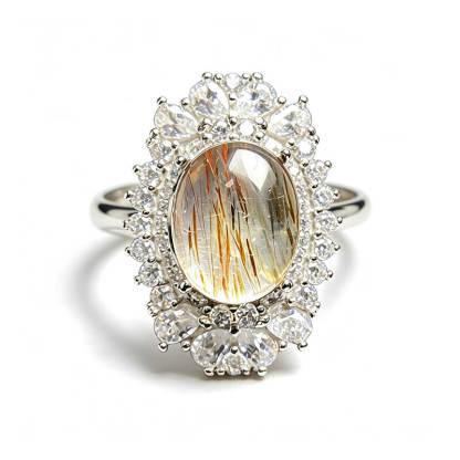 Aurelia Double Halo Super Seven Crystal Silver Ring