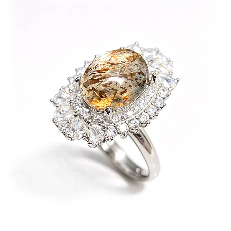 Aurelia Double Halo Super Seven Crystal Silver Ring