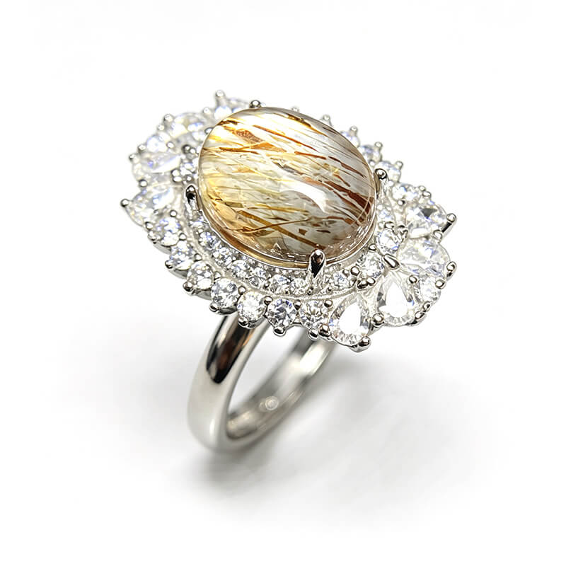 Aurelia Double Halo Super Seven Crystal Silver Ring
