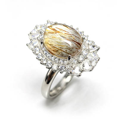 Aurelia Double Halo Super Seven Crystal Silver Ring