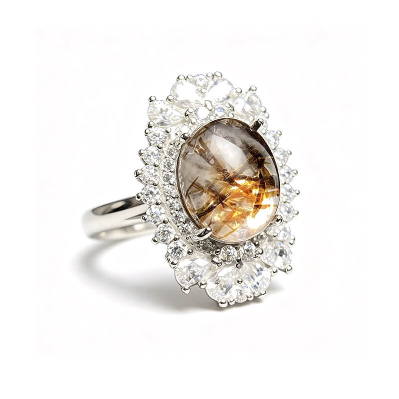 Aurelia Double Halo Super Seven Crystal Silver Ring