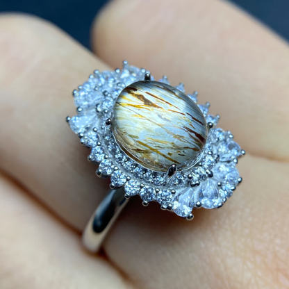 Aurelia Double Halo Super Seven Crystal Silver Ring