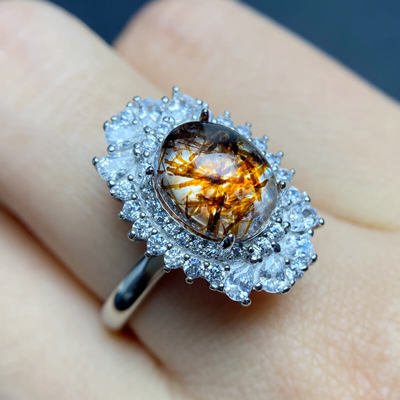 Aurelia Double Halo Super Seven Crystal Silver Ring