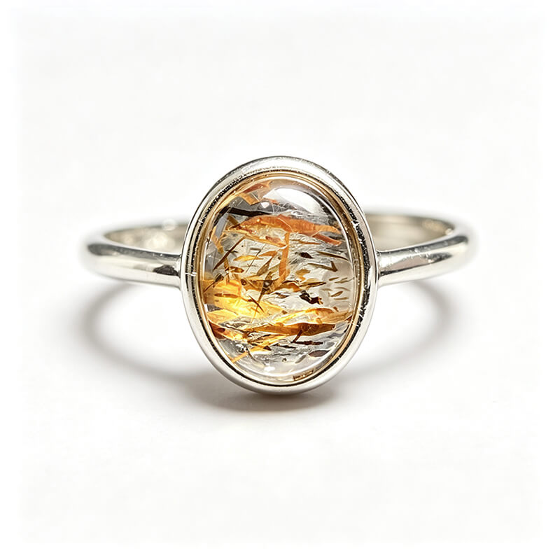 Elowen Minimalist Rutilated Super Seven Statement Ring