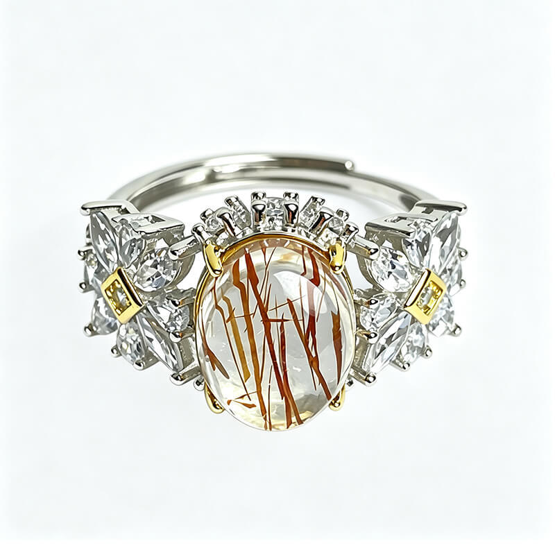 Flora Two-Tone Rutilated Super Seven Silver Ring