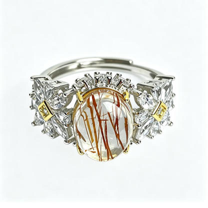 Flora Two-Tone Rutilated Super Seven Silver Ring