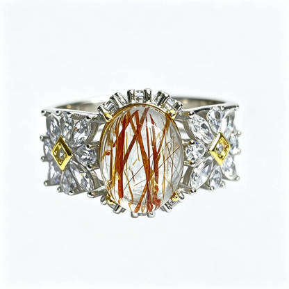 Flora Two-Tone Rutilated Super Seven Silver Ring