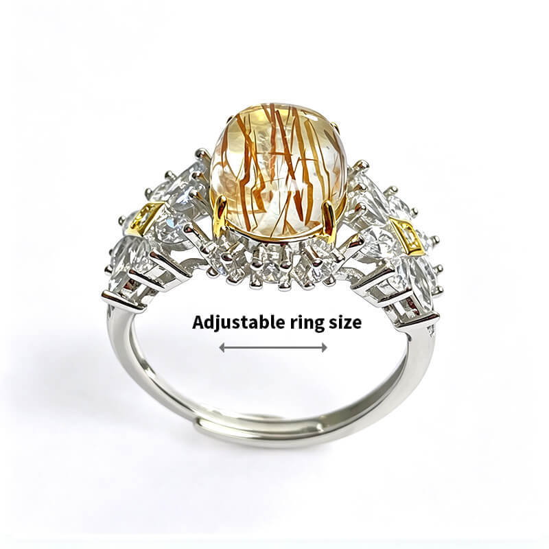 Flora Two-Tone Rutilated Super Seven Silver Ring