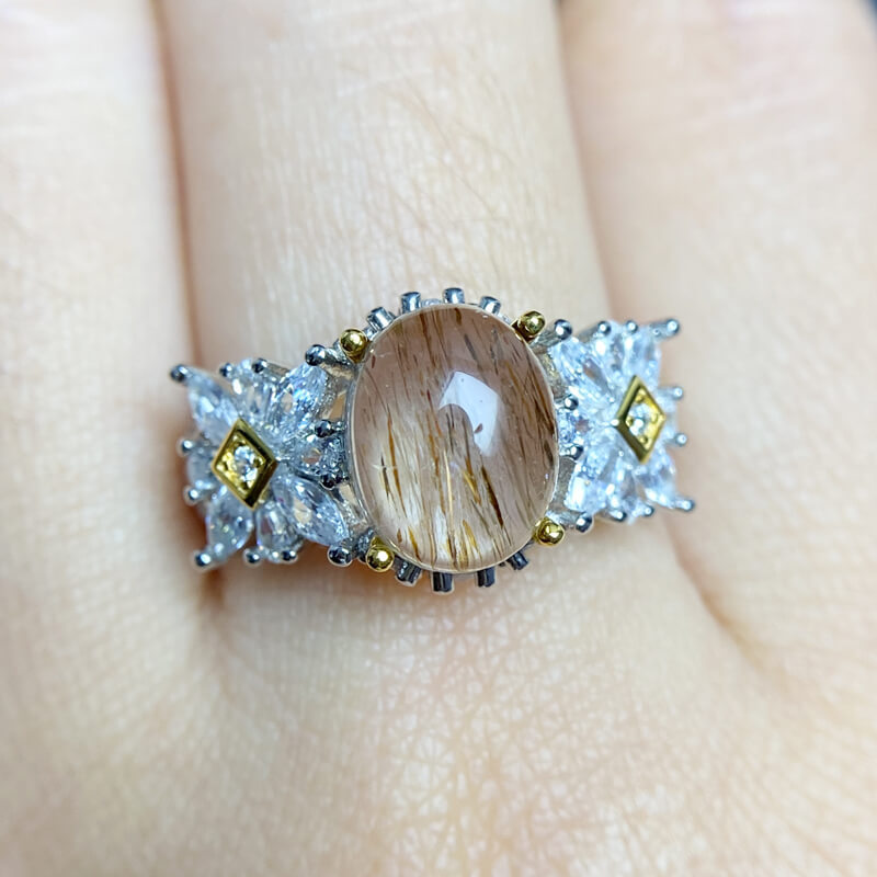 Flora Two-Tone Rutilated Super Seven Silver Ring