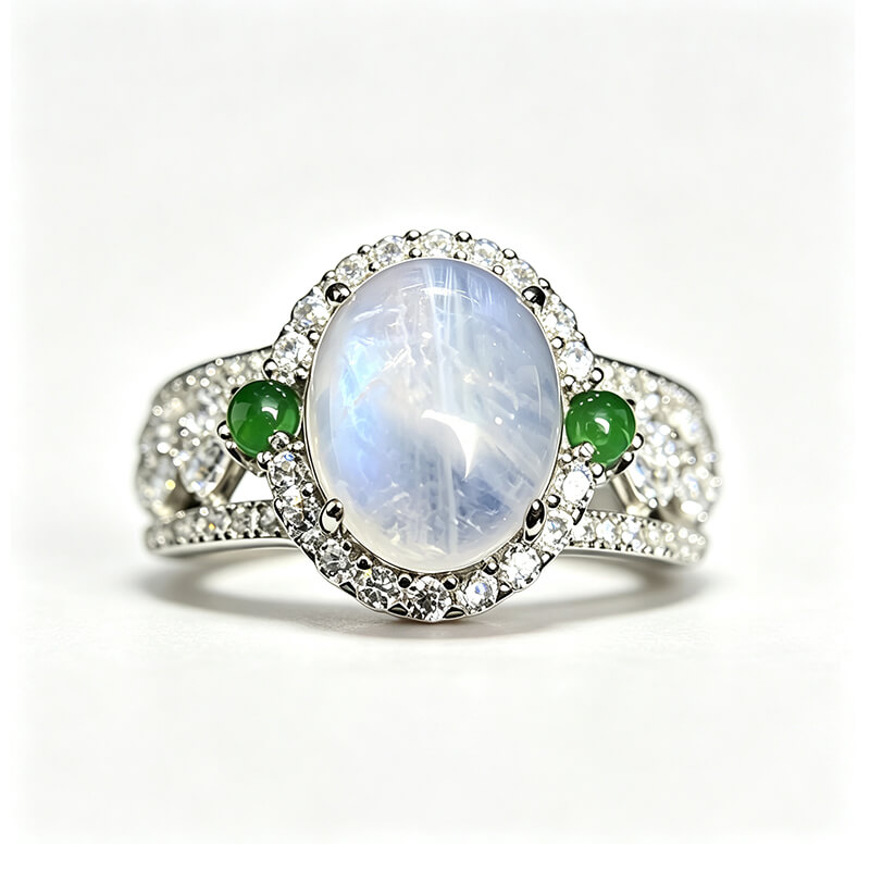 Lunara Halo Moonstone Silver Ring