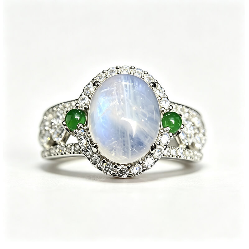 Lunara Halo Moonstone Silver Ring