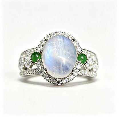 Lunara Halo Moonstone Silver Ring