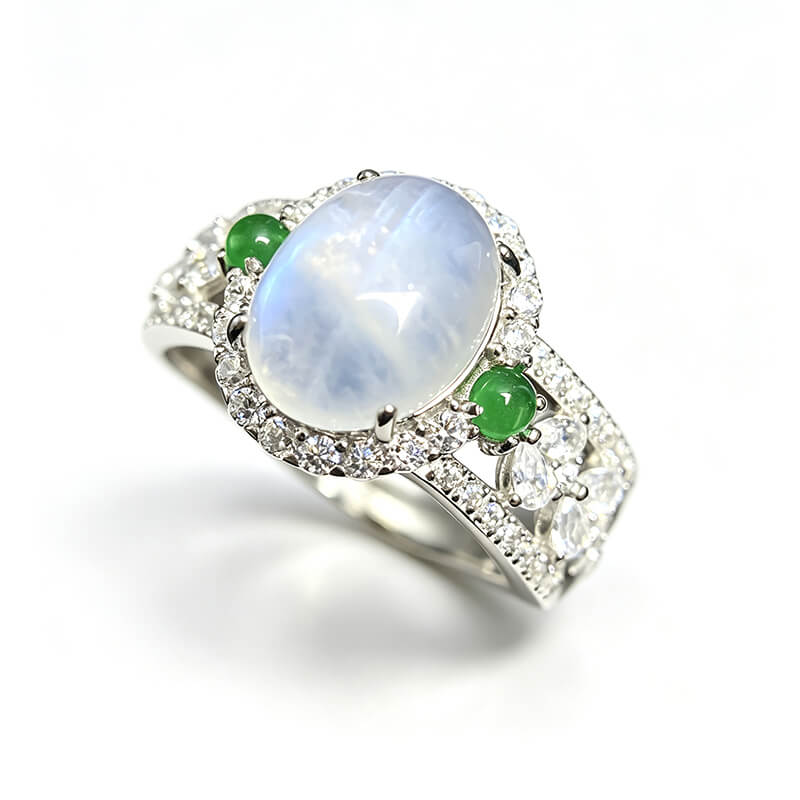 Lunara Halo Moonstone Silver Ring