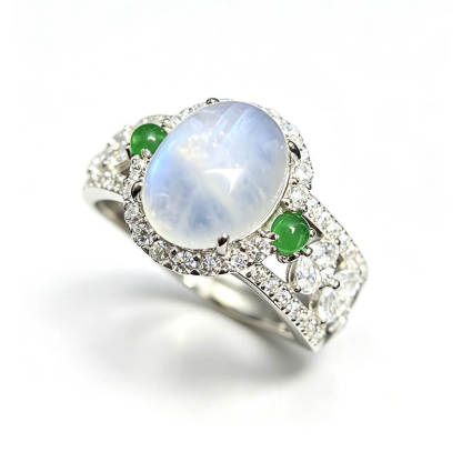 Lunara Halo Moonstone Silver Ring