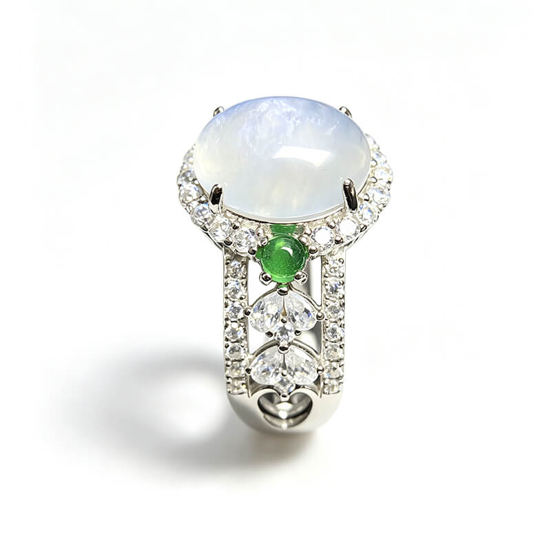 Lunara Halo Moonstone Silver Ring