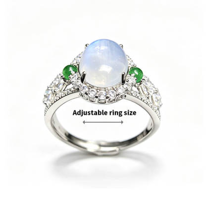 Lunara Halo Moonstone Silver Ring