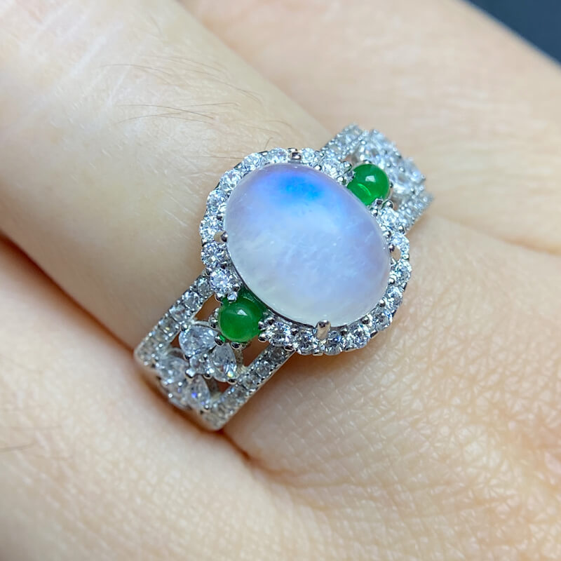 Lunara Halo Moonstone Silver Ring