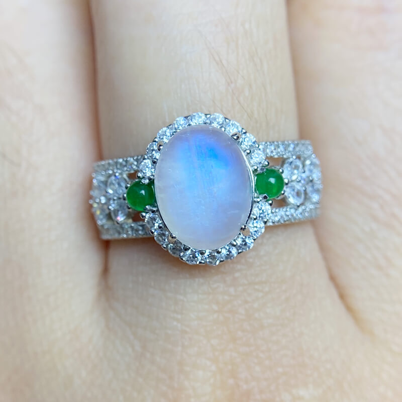 Lunara Halo Moonstone Silver Ring