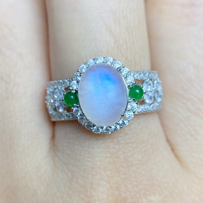 Lunara Halo Moonstone Silver Ring