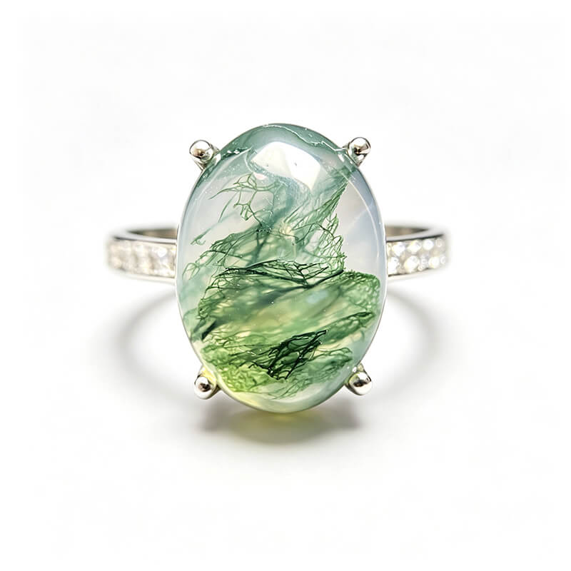 Thalassa Nature Moss Agate Statement Ring