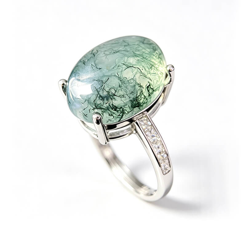 Thalassa Nature Moss Agate Statement Ring