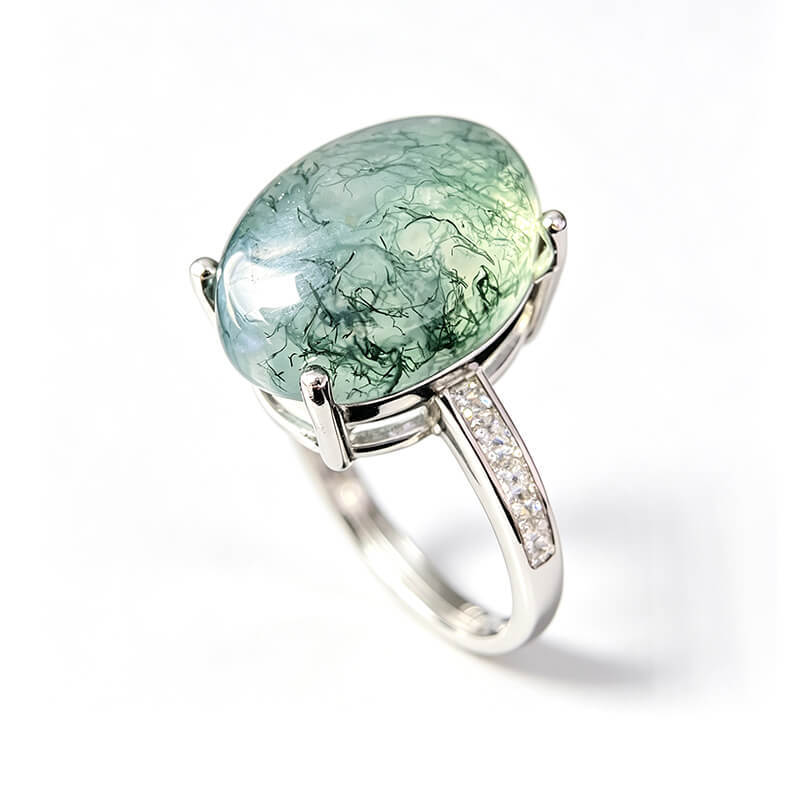 Thalassa Nature Moss Agate Statement Ring
