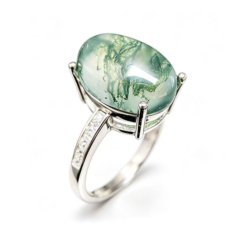 Thalassa Nature Moss Agate Statement Ring