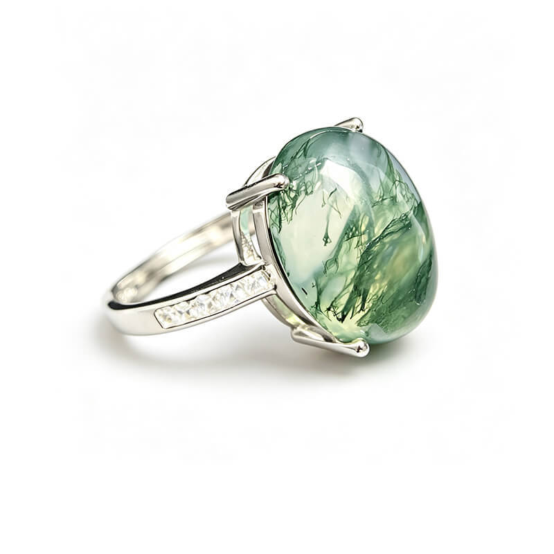 Thalassa Nature Moss Agate Statement Ring