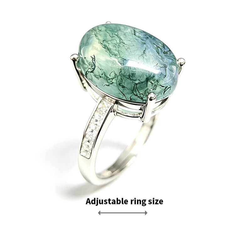 Thalassa Nature Moss Agate Statement Ring