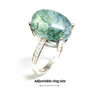 Thalassa Nature Moss Agate Statement Ring